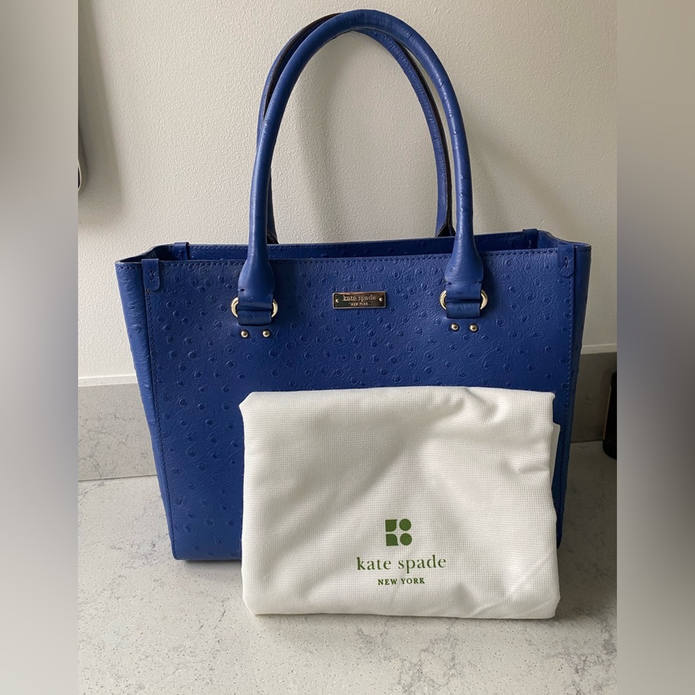 NEVER USED Blue Kate Spade handbag with duster.